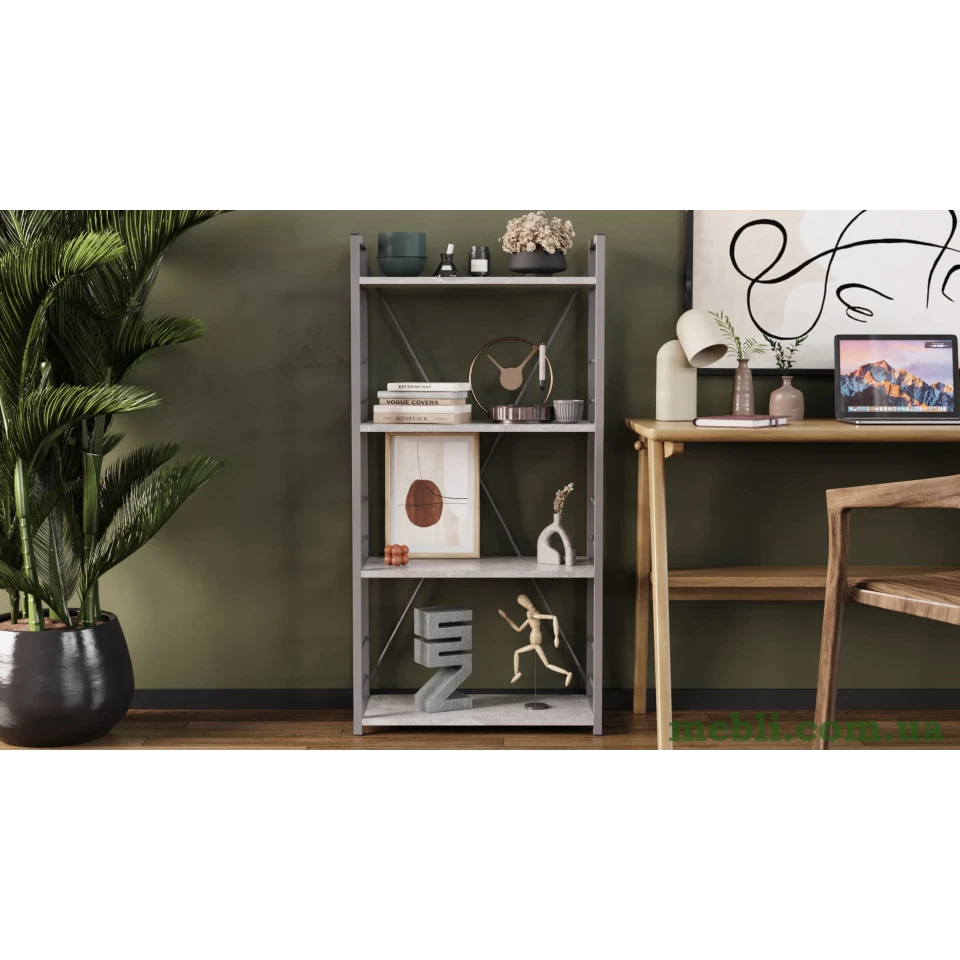 Етажерка 4/60 Ferrum-decor Серії Коннект 120x60x28 сірий ДСП Бетон 16мм