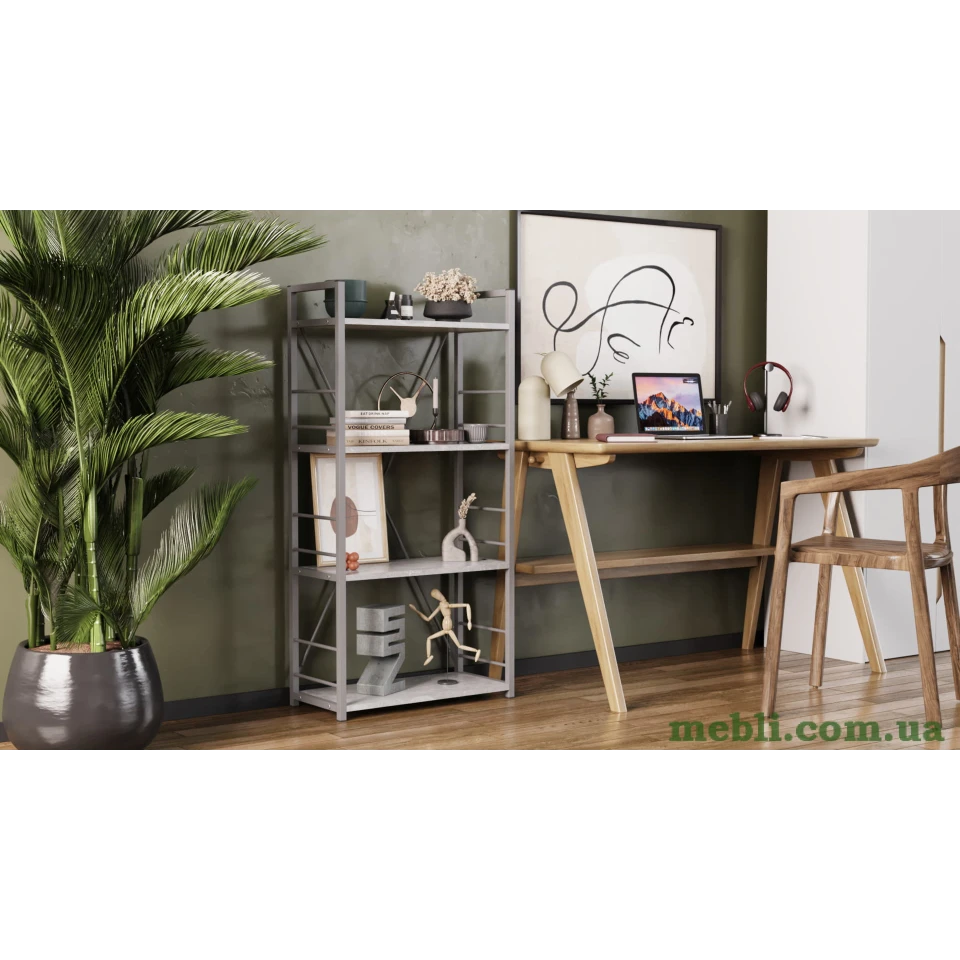 Етажерка 4/60 Ferrum-decor Серії Коннект 120x60x28 сірий ДСП Бетон 16мм