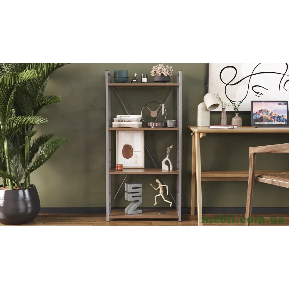 Етажерка 4/60 Ferrum-decor Серії Коннект 120x60x28 сірий ДСП Дуб Сонома Трюфель 16мм
