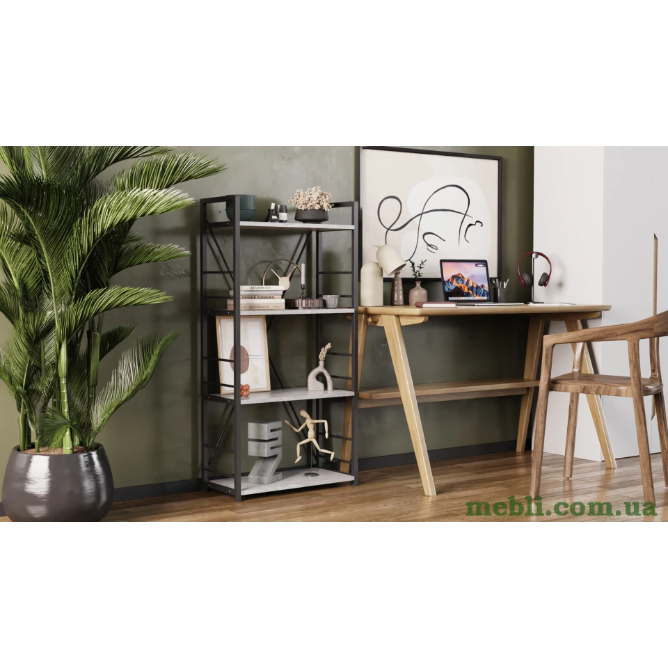 Етажерка 4/60 Ferrum-decor Серії Коннект 120x60x28 чорний ДСП Бетон 16мм