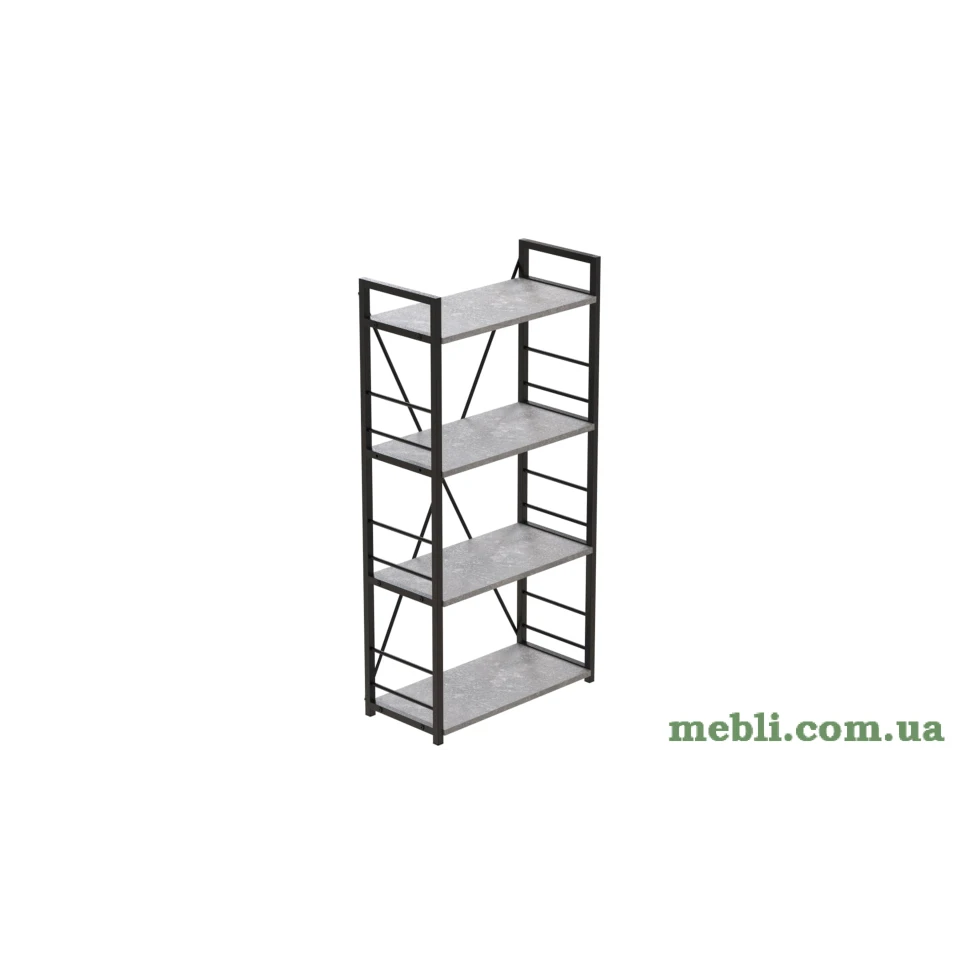 Етажерка 4/60 Ferrum-decor Серії Коннект 120x60x28 чорний ДСП Бетон 16мм
