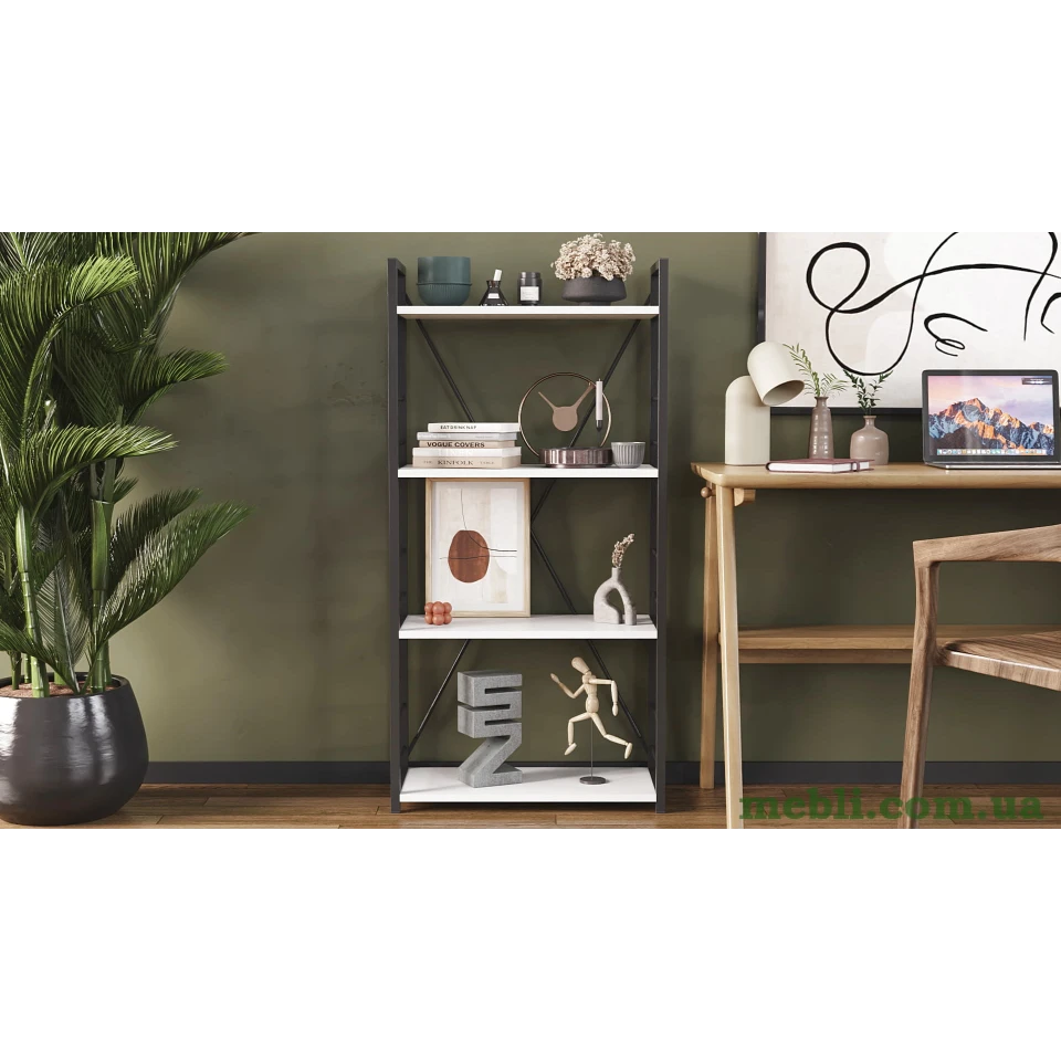 Етажерка 4/60 Ferrum-decor Серії Коннект 120x60x28 чорний ДСП Білий 16мм