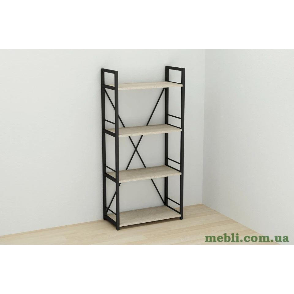 Етажерка 4/60 Ferrum-decor Серії Коннект 120x60x28 чорний ДСП Дуб Сонома 16мм