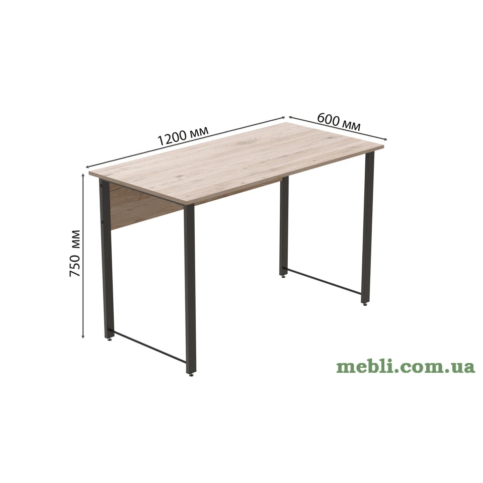 Комп'ютерний стіл Ferrum-decor Курт 75x120x60 чорний ДСП Дуб Артізан 16мм