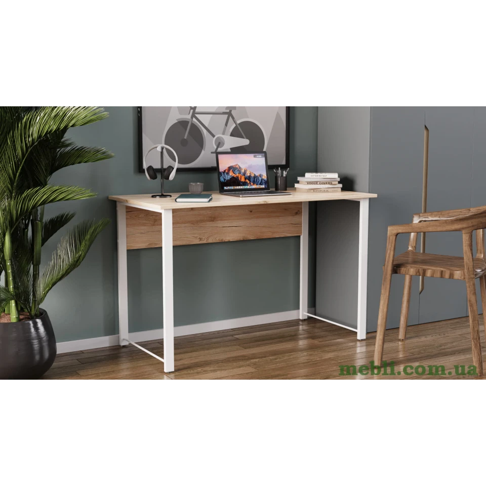 Комп'ютерний стіл Ferrum-decor Курт 75x140x70 білий ДСП Дуб Артізан 16мм