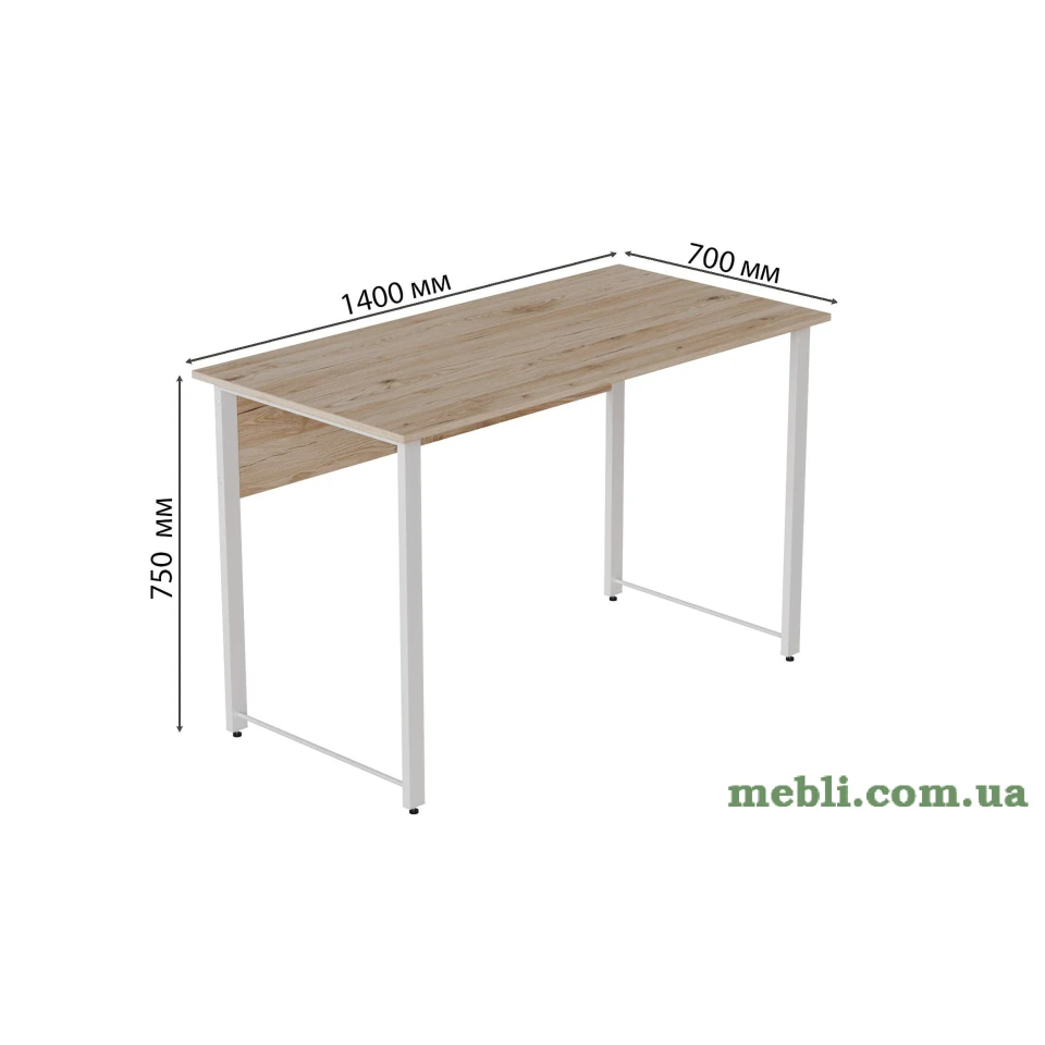 Комп'ютерний стіл Ferrum-decor Курт 75x140x70 білий ДСП Дуб Артізан 32мм