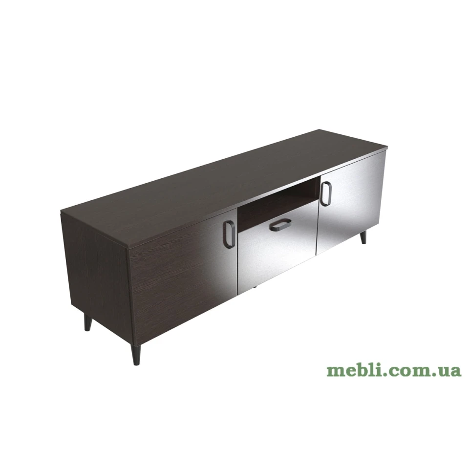 Лестер на конусних ніжках Ferrum-decor 48x139x38 Чорний метал ДСП Венге Магія