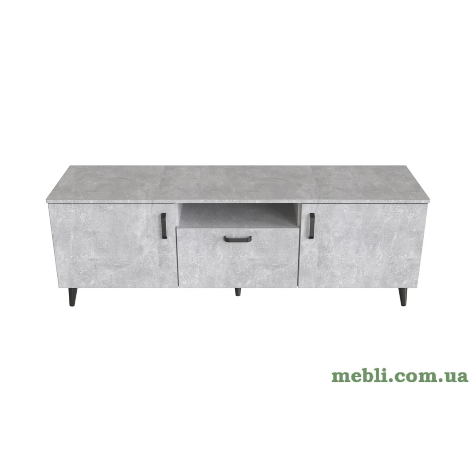 Тумба Лестер на конусних ніжках Ferrum-decor 48x139x38 Чорний метал ДСП Бетон