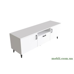 Тумба Лестер на конусних ніжках Ferrum-decor 48x139x38 Чорний метал ДСП Білий