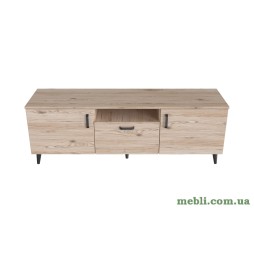 Тумба Лестер на конусних ніжках Ferrum-decor 48x139x38 Чорний метал ДСП Дуб Сан-Марино