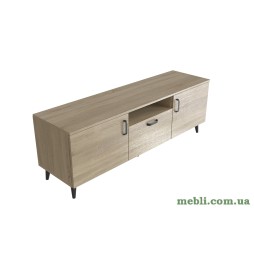 Тумба Лестер на конусних ніжках Ferrum-decor 48x139x38 Чорний метал ДСП Дуб Сонома