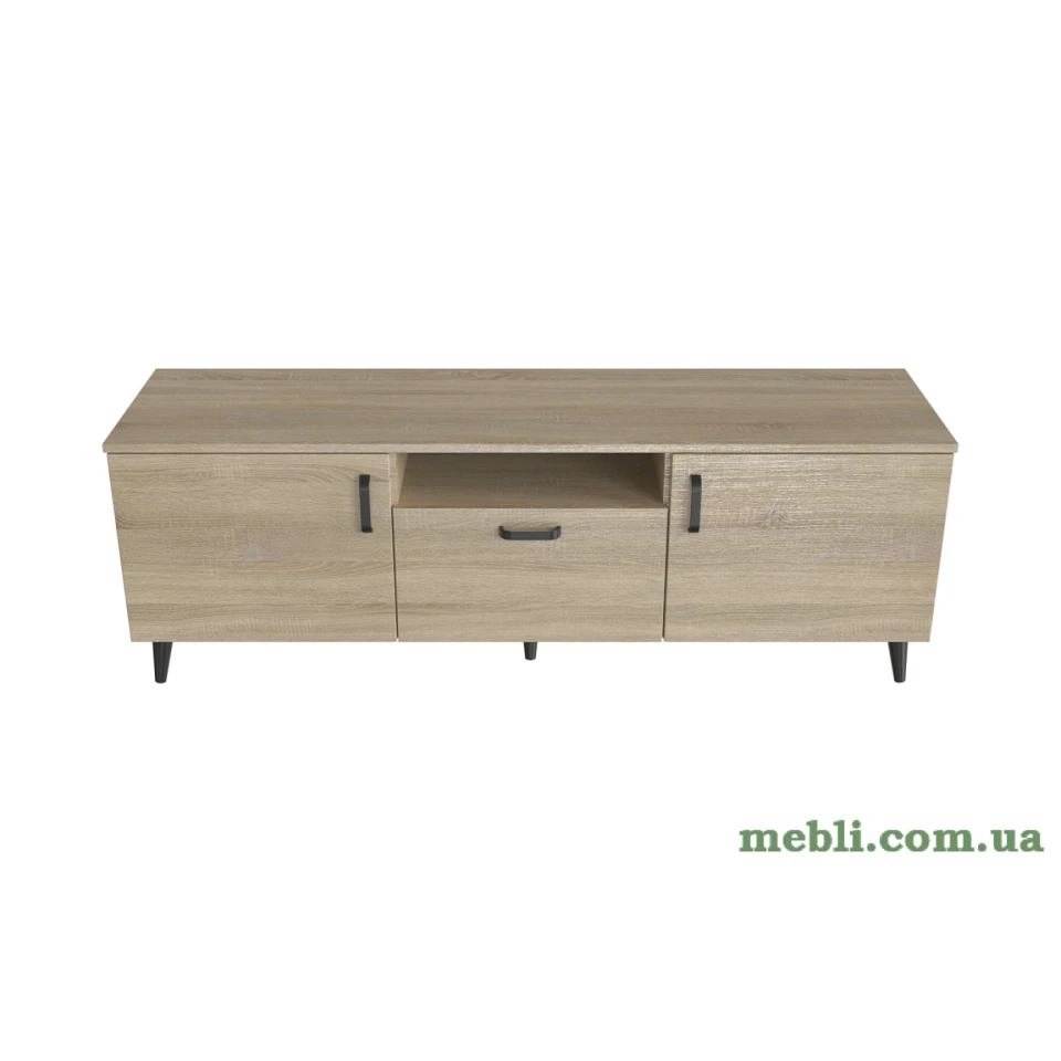 Тумба Лестер на конусних ніжках Ferrum-decor 48x139x38 Чорний метал ДСП Дуб Сонома
