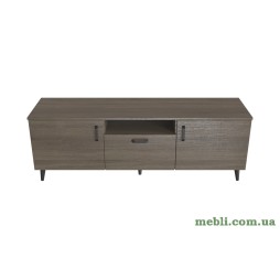 Тумба Лестер на конусних ніжках Ferrum-decor 48x139x38 Чорний метал ДСП Дуб Сонома Трюфель