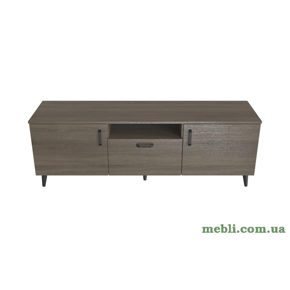 Тумба Лестер на конусних ніжках Ferrum-decor 48x139x38 Чорний метал ДСП Дуб Сонома Трюфель