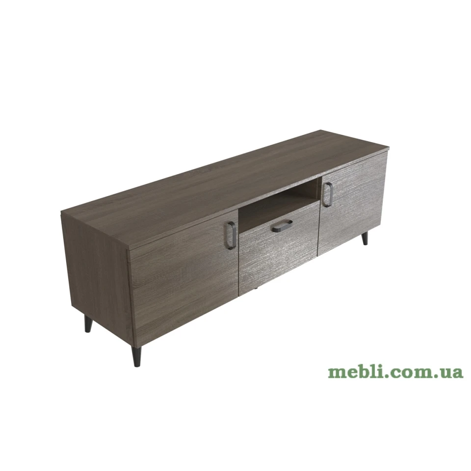 Тумба Лестер на конусних ніжках Ferrum-decor 48x139x38 Чорний метал ДСП Дуб Сонома Трюфель