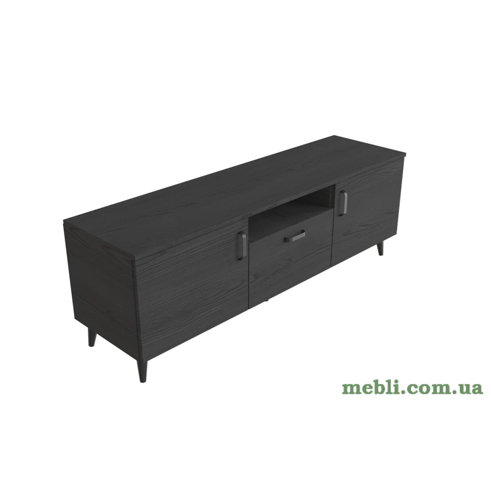 Тумба Лестер на конусних ніжках Ferrum-decor 48x139x38 Чорний метал ДСП Сосна Кембра