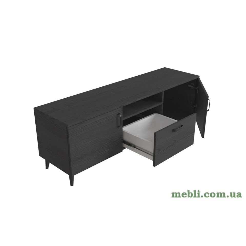 Тумба Лестер на конусних ніжках Ferrum-decor 48x139x38 Чорний метал ДСП Сосна Кембра