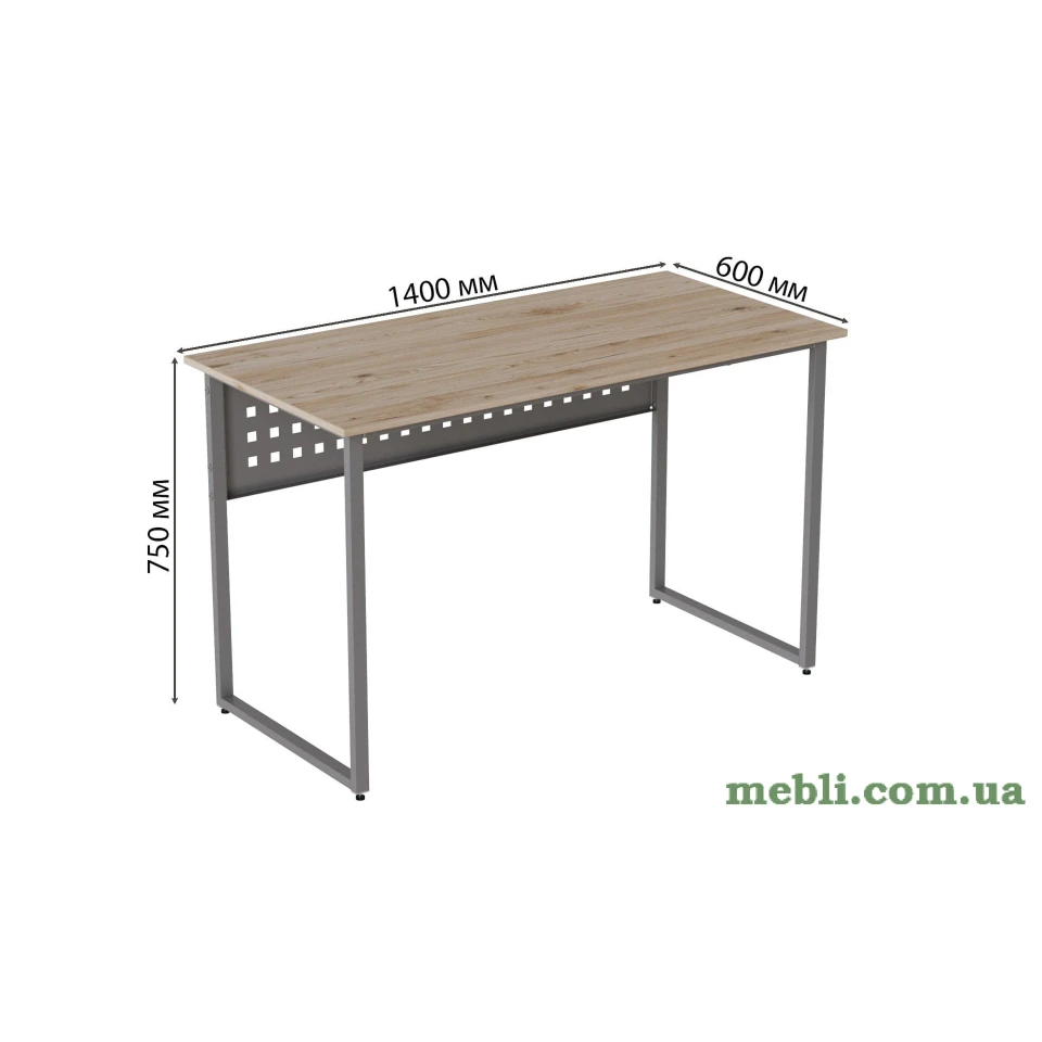 Комп'ютерний стіл Ferrum-decor Майк 75x140x60 сірий ДСП Дуб Артізан 32мм
