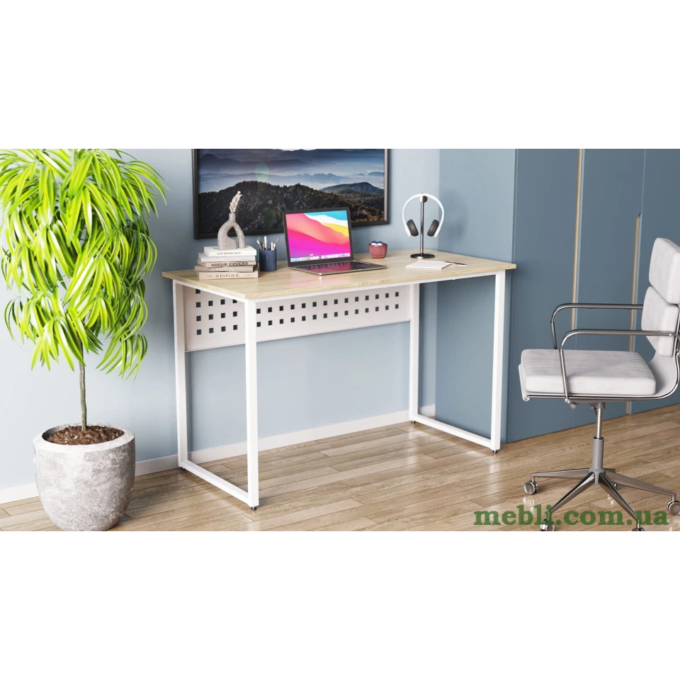 Комп'ютерний стіл Ferrum-decor Майк 75x140x70 білий ДСП Дуб Сонома 16мм