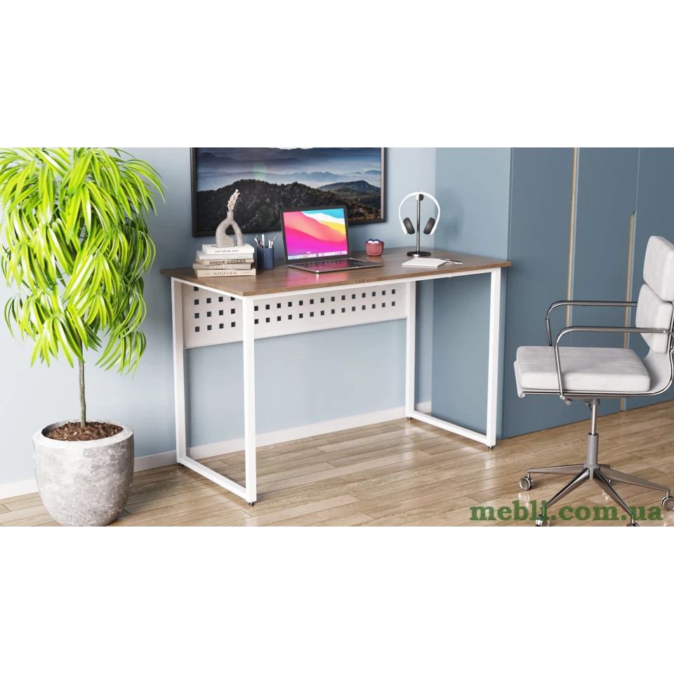 Комп'ютерний стіл Ferrum-decor Майк 75x140x70 білий ДСП Дуб Сонома Труфель 16мм