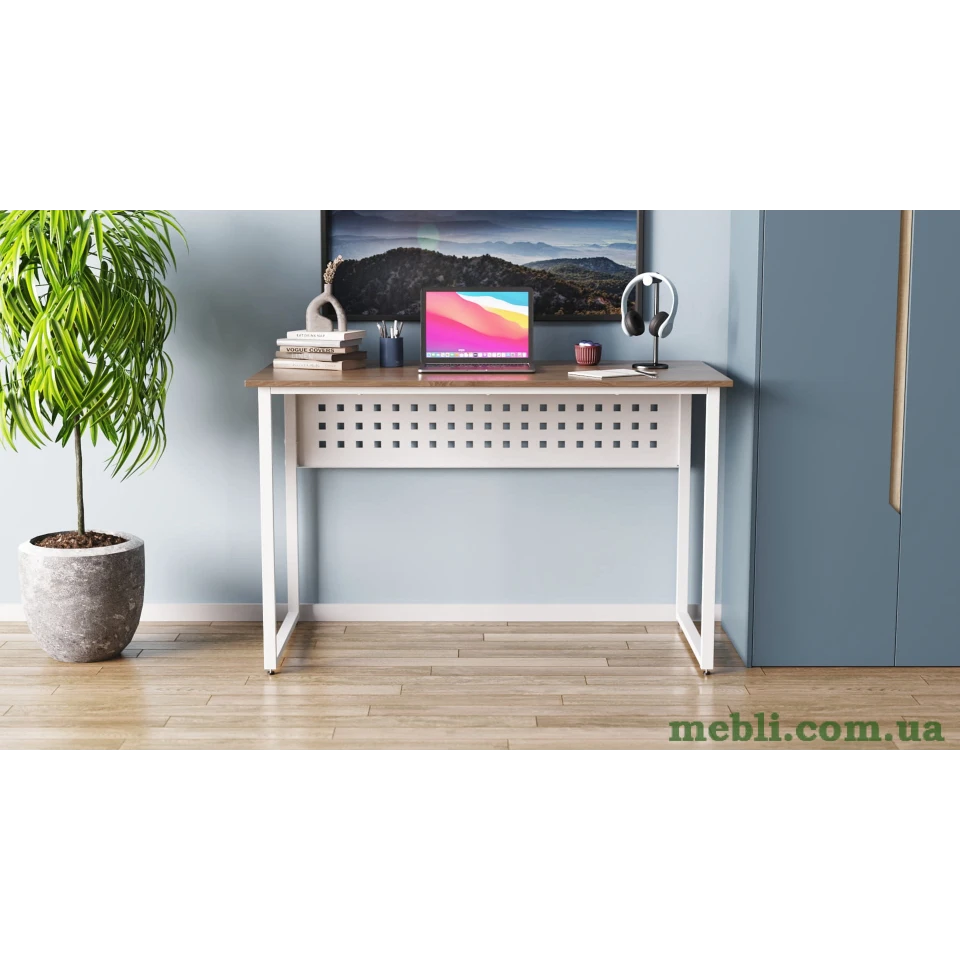 Комп'ютерний стіл Ferrum-decor Майк 75x140x70 білий ДСП Дуб Сонома Труфель 16мм