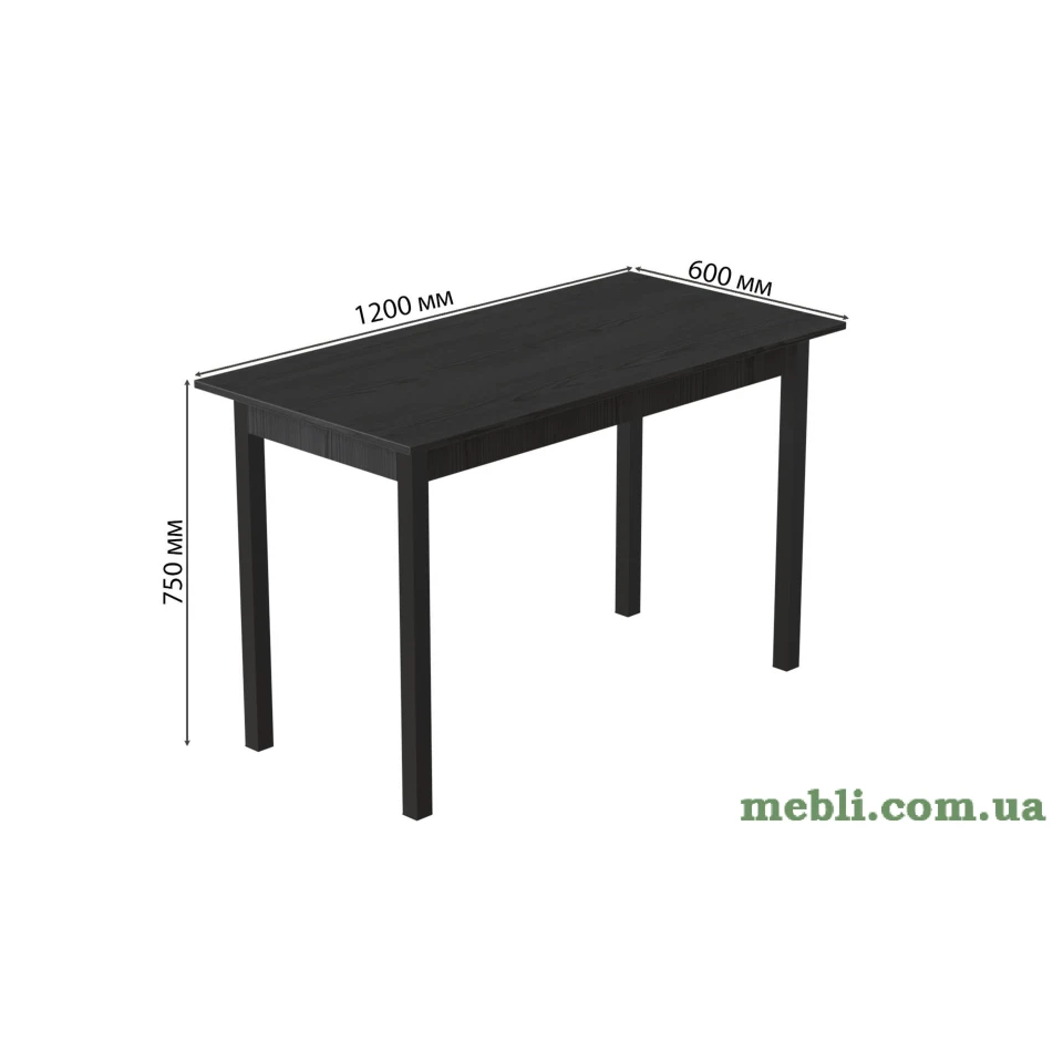 Стіл кухонний Ferrum-decor Маріо 75x120x60 Чорний ДСП Сосна Кембра 16мм