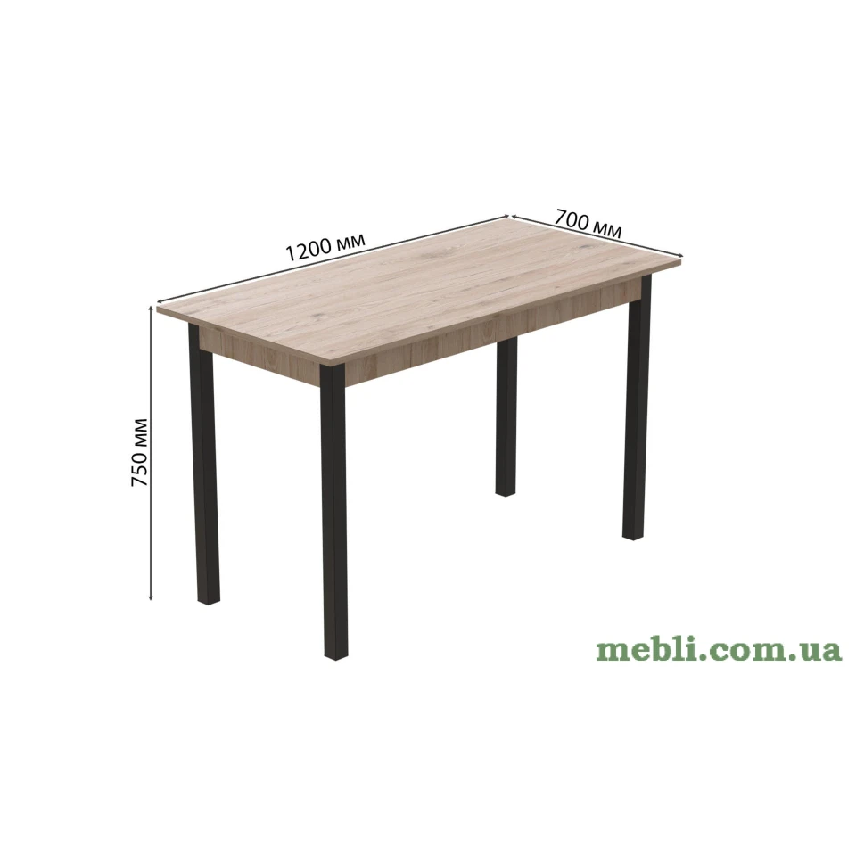 Стіл кухонний Ferrum-decor Маріо 75x120x70 Чорний ДСП Сан-Марино 16мм