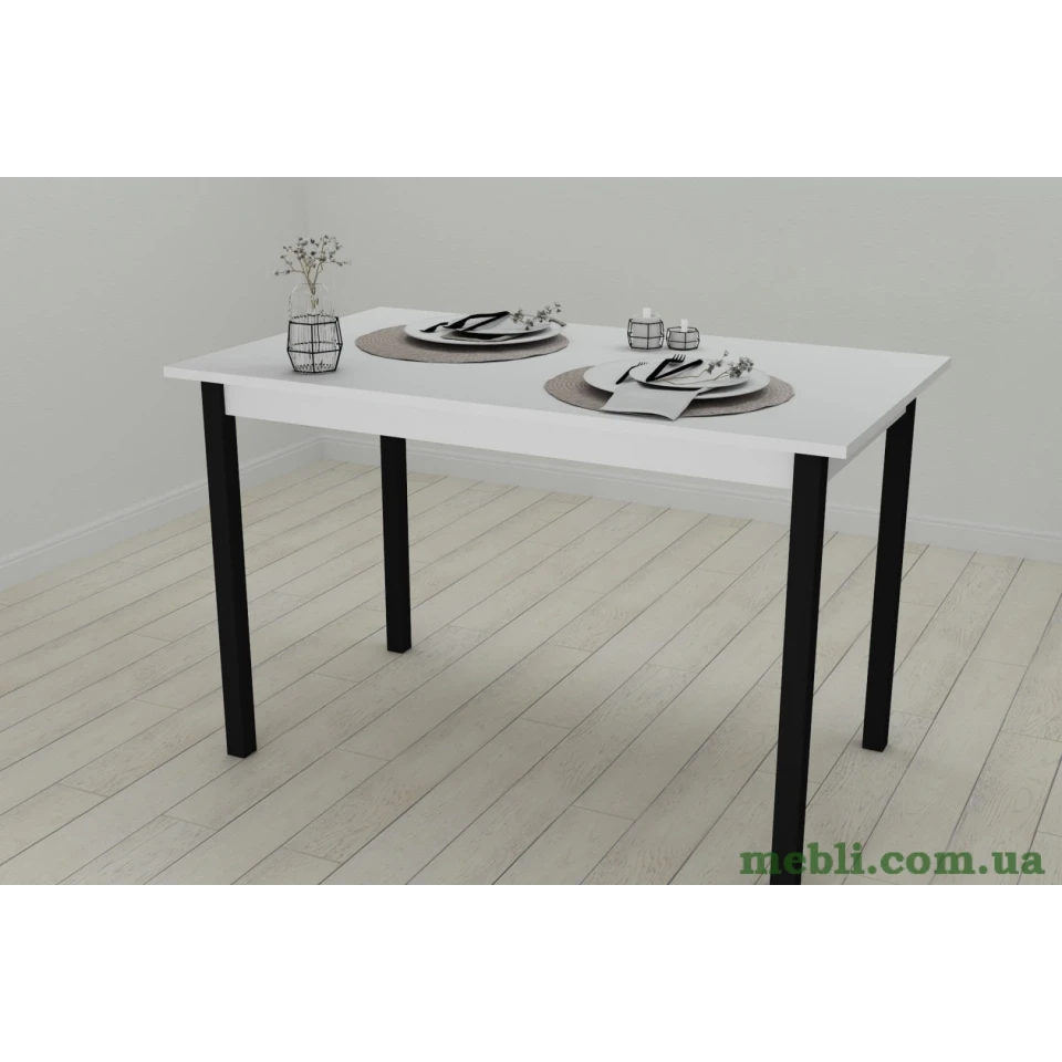 Стіл кухонний Ferrum-decor Маріо 75x120x80 Чорний ДСП Біле 16мм