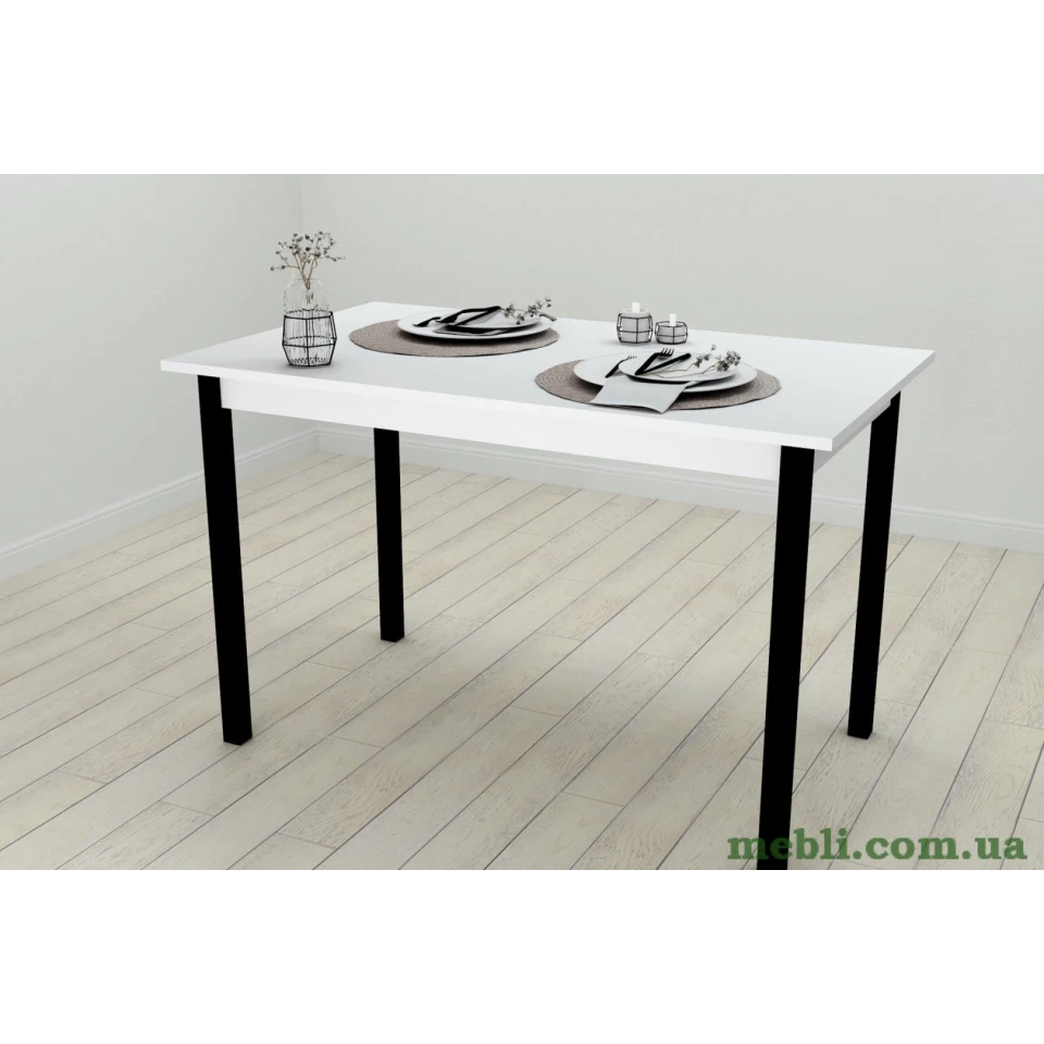 Стіл кухонний Ferrum-decor Маріо 75x120x80 Чорний ДСП Біле 16мм