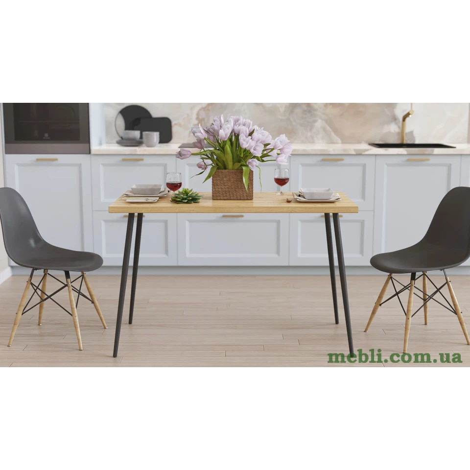 Кухонний стіл Марсель 30 Ferrum-decor 75x120x60 Чорний метал ДСП Дуб Артизан 32 мм