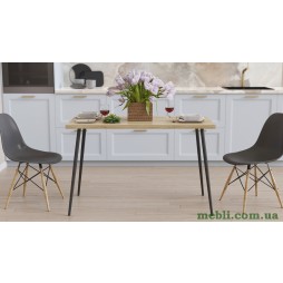 Кухонний стіл Марсель 30 Ferrum-decor 75x120x60 Чорний метал ДСП Дуб Сонома 32 мм