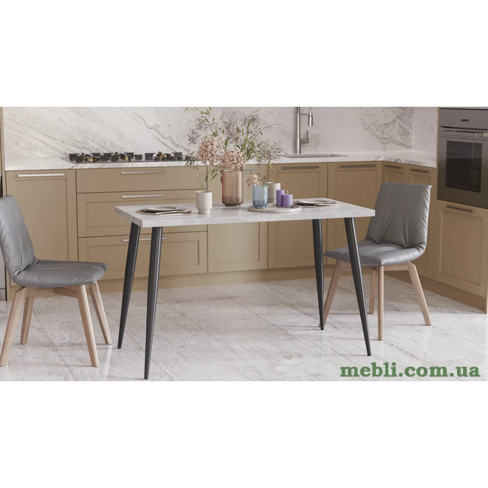 Кухонний стіл Марсель 50 Ferrum-decor 75x120x60 Чорний метал ДСП Бетон 32 мм