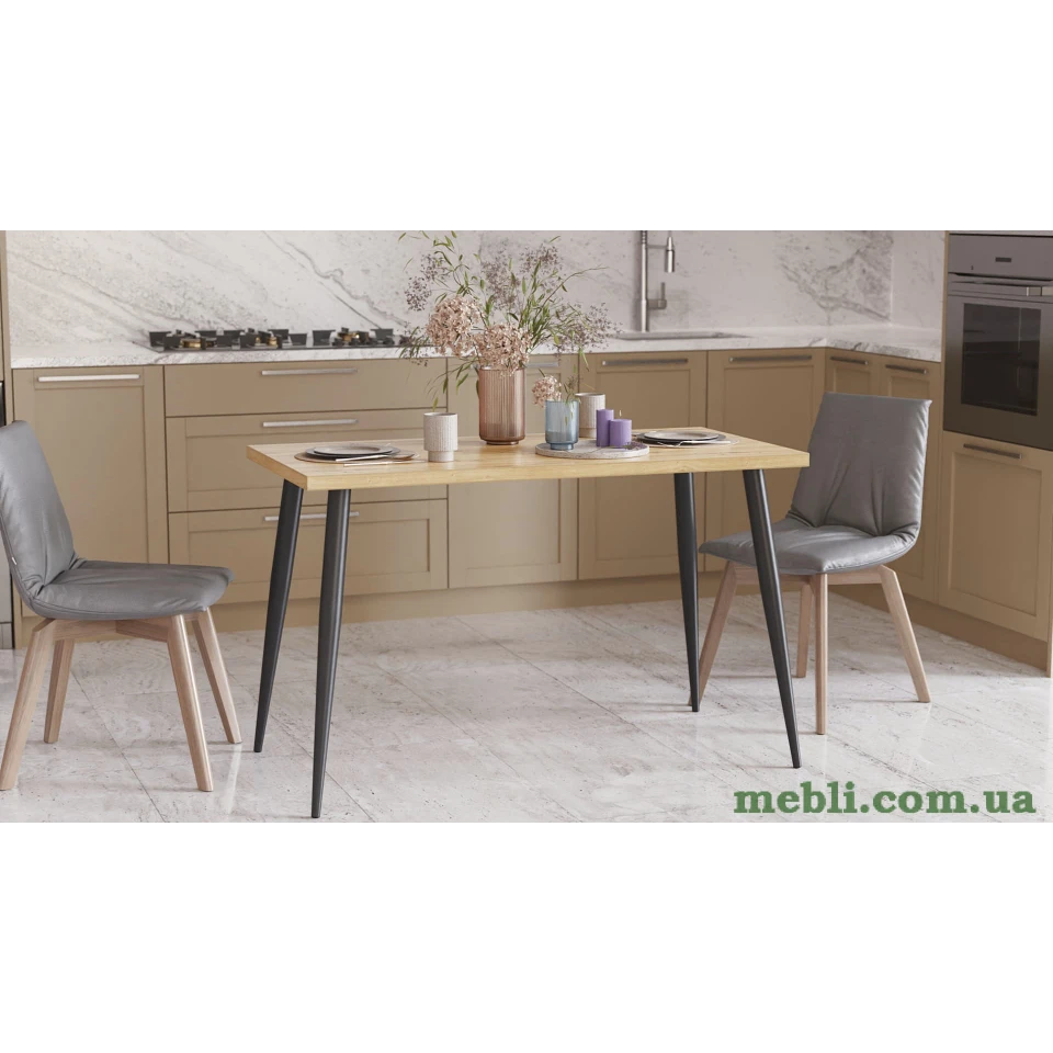 Кухонний стіл Марсель 50 Ferrum-decor 75x120x60 Чорний метал ДСП Дуб Артизан 32 мм