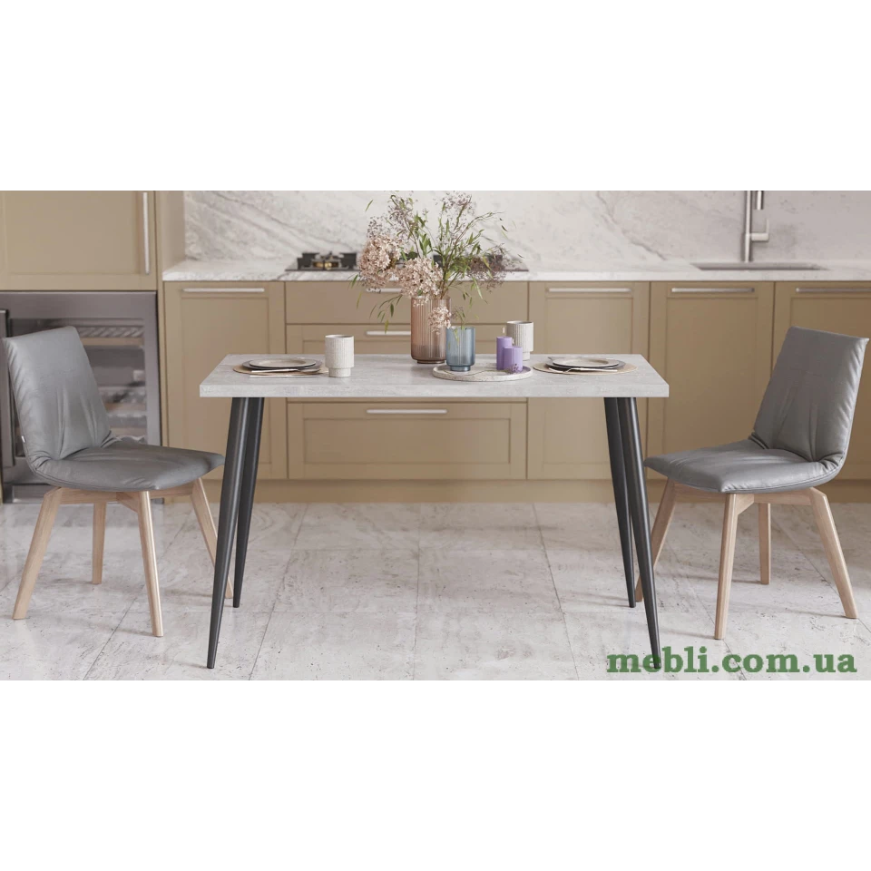 Кухонний стіл Марсель 50 Ferrum-decor 75x120x70 Чорний метал ДСП Бетон 32 мм