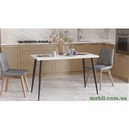 Кухонний стіл Марсель 50 Ferrum-decor 75x120x70 Чорний метал ДСП Білий 32 мм