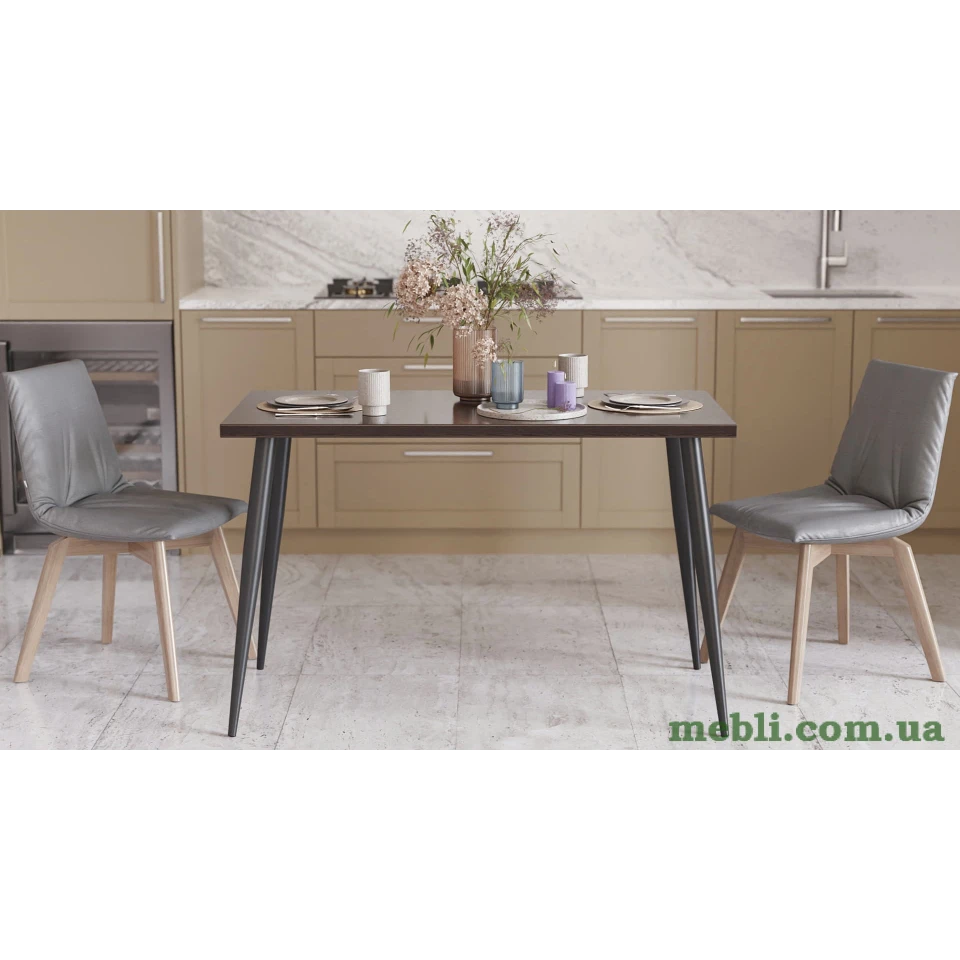 Кухонний стіл Марсель 50 Ferrum-decor 75x120x70 Чорний метал ДСП Венге Магія 32 мм