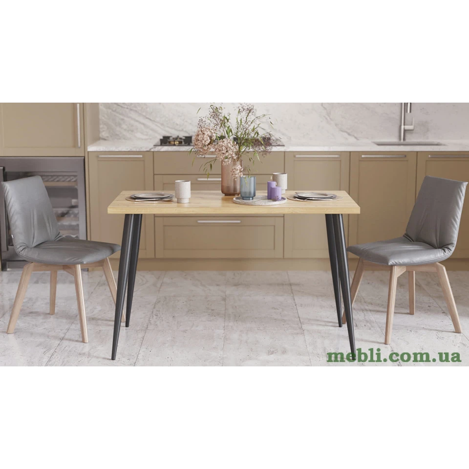 Кухонний стіл Марсель 50 Ferrum-decor 75x120x70 Чорний метал ДСП Дуб Артизан 32 мм