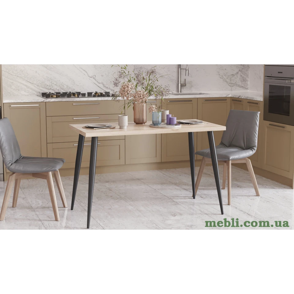 Кухонний стіл Марсель 50 Ferrum-decor 75x120x70 Чорний метал ДСП Дуб Сан-Марино 32 мм