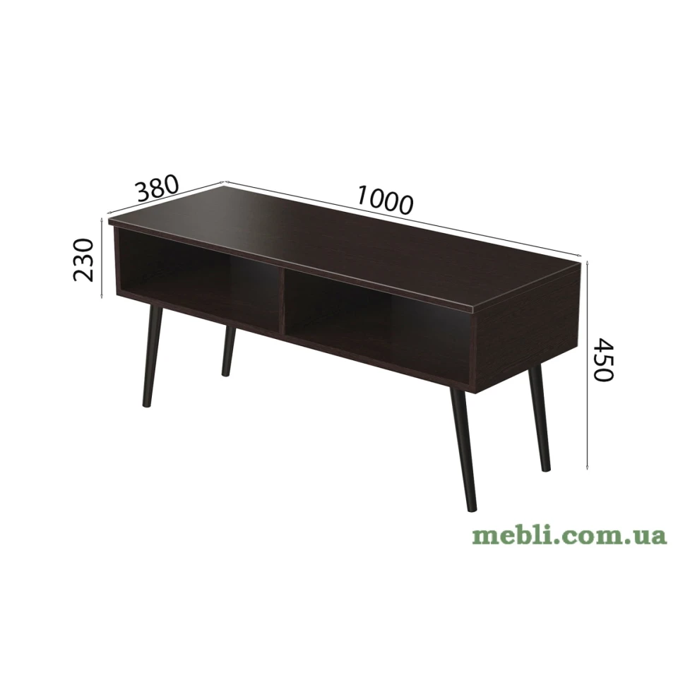 Тумба під ТV Невада Ferrum-decor 45x100x38 Чорний метал ДСП Венге Магія