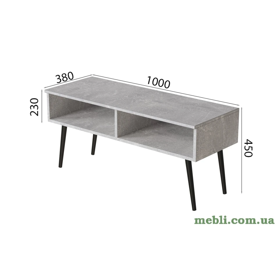 Тумба під ТВ Невада Ferrum-decor 45x100x38 Чорний метал ДСП Бетон