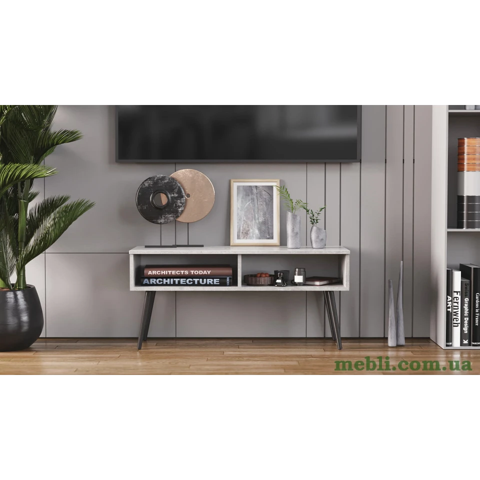 Тумба під ТВ Невада Ferrum-decor 45x100x38 Чорний метал ДСП Бетон