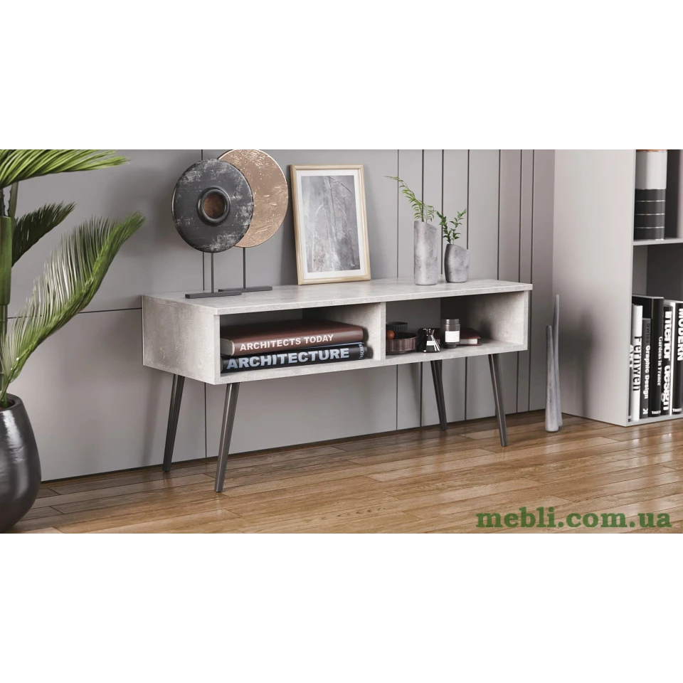 Тумба під ТВ Невада Ferrum-decor 45x100x38 Чорний метал ДСП Бетон