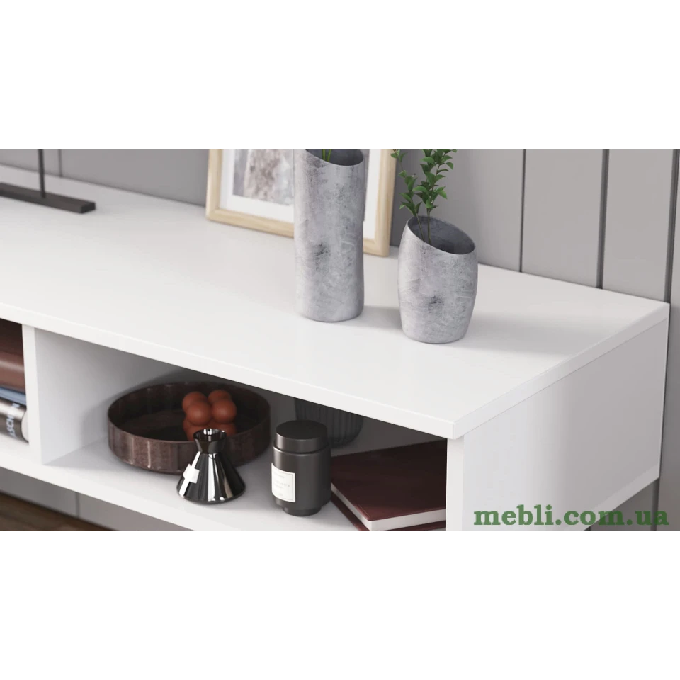 Тумба під ТВ Невада Ferrum-decor 45x100x38 Чорний метал ДСП Білий