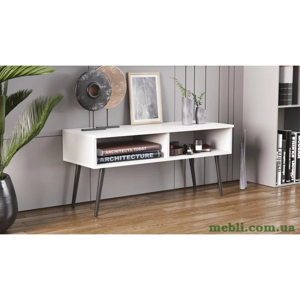 Тумба під ТВ Невада Ferrum-decor 45x100x38 Чорний метал ДСП Білий