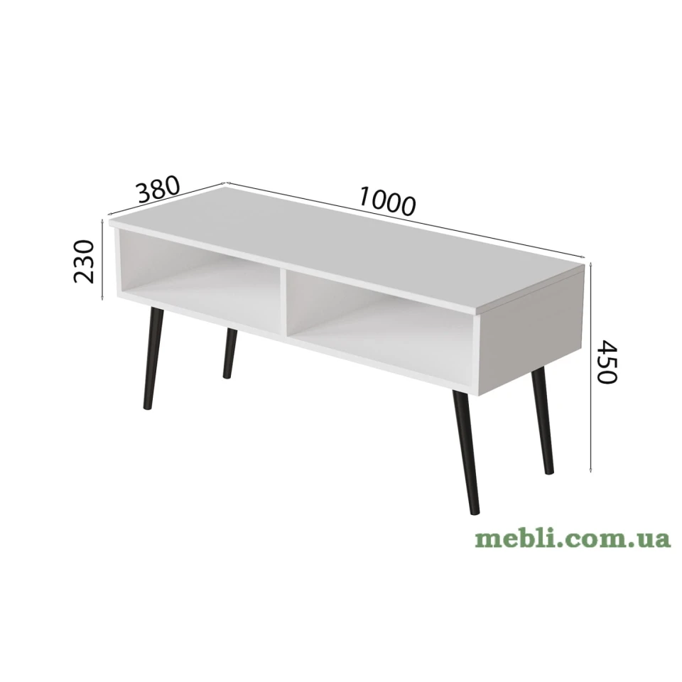 Тумба під ТВ Невада Ferrum-decor 45x100x38 Чорний метал ДСП Білий