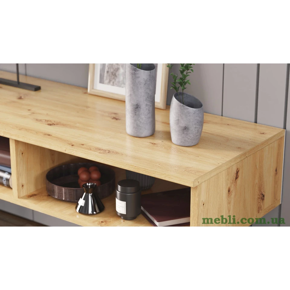 Тумба під ТВ Невада Ferrum-decor 45x100x38 Чорний метал ДСП Дуб Артизан
