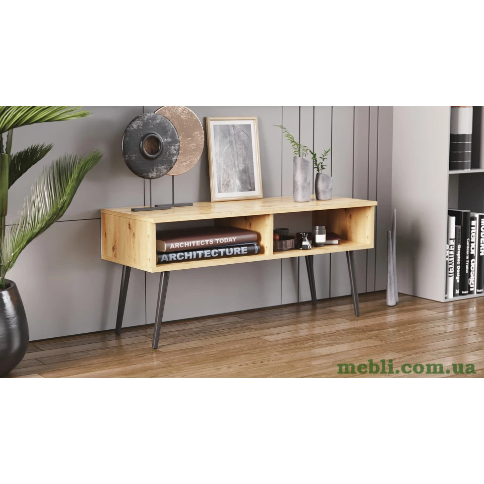 Тумба під ТВ Невада Ferrum-decor 45x100x38 Чорний метал ДСП Дуб Артизан