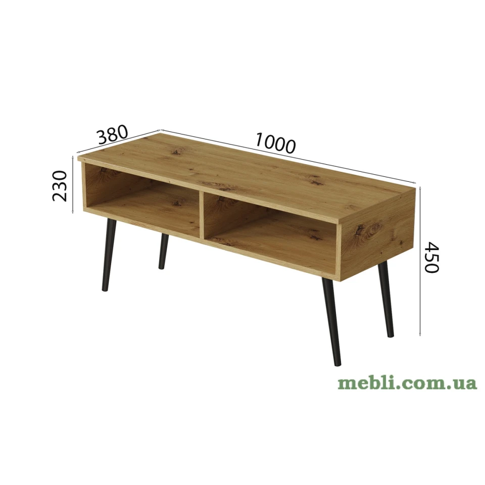Тумба під ТВ Невада Ferrum-decor 45x100x38 Чорний метал ДСП Дуб Артизан
