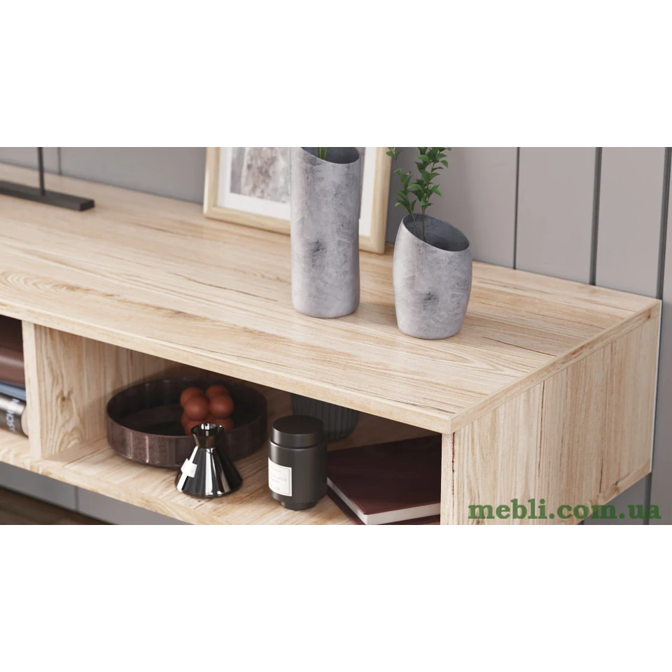 Тумба під ТВ Невада Ferrum-decor 45x100x38 Чорний метал ДСП Дуб Сан-Марино