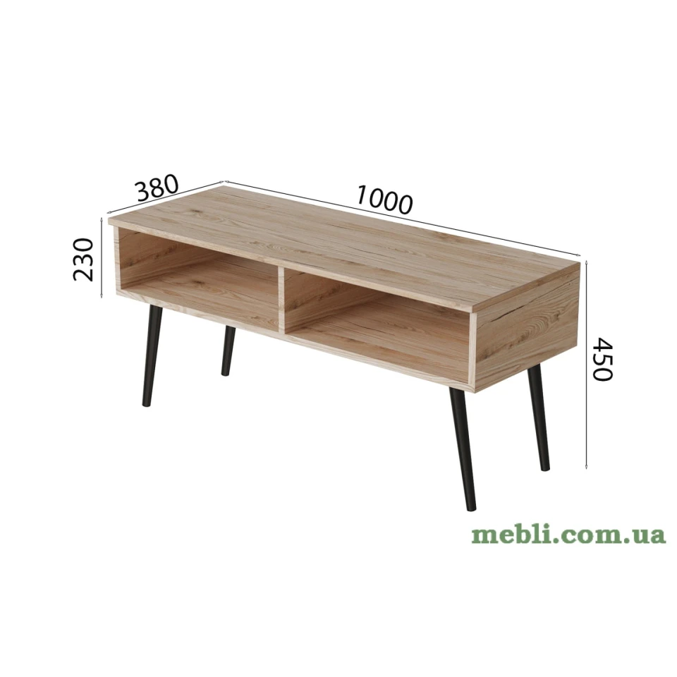 Тумба під ТВ Невада Ferrum-decor 45x100x38 Чорний метал ДСП Дуб Сан-Марино